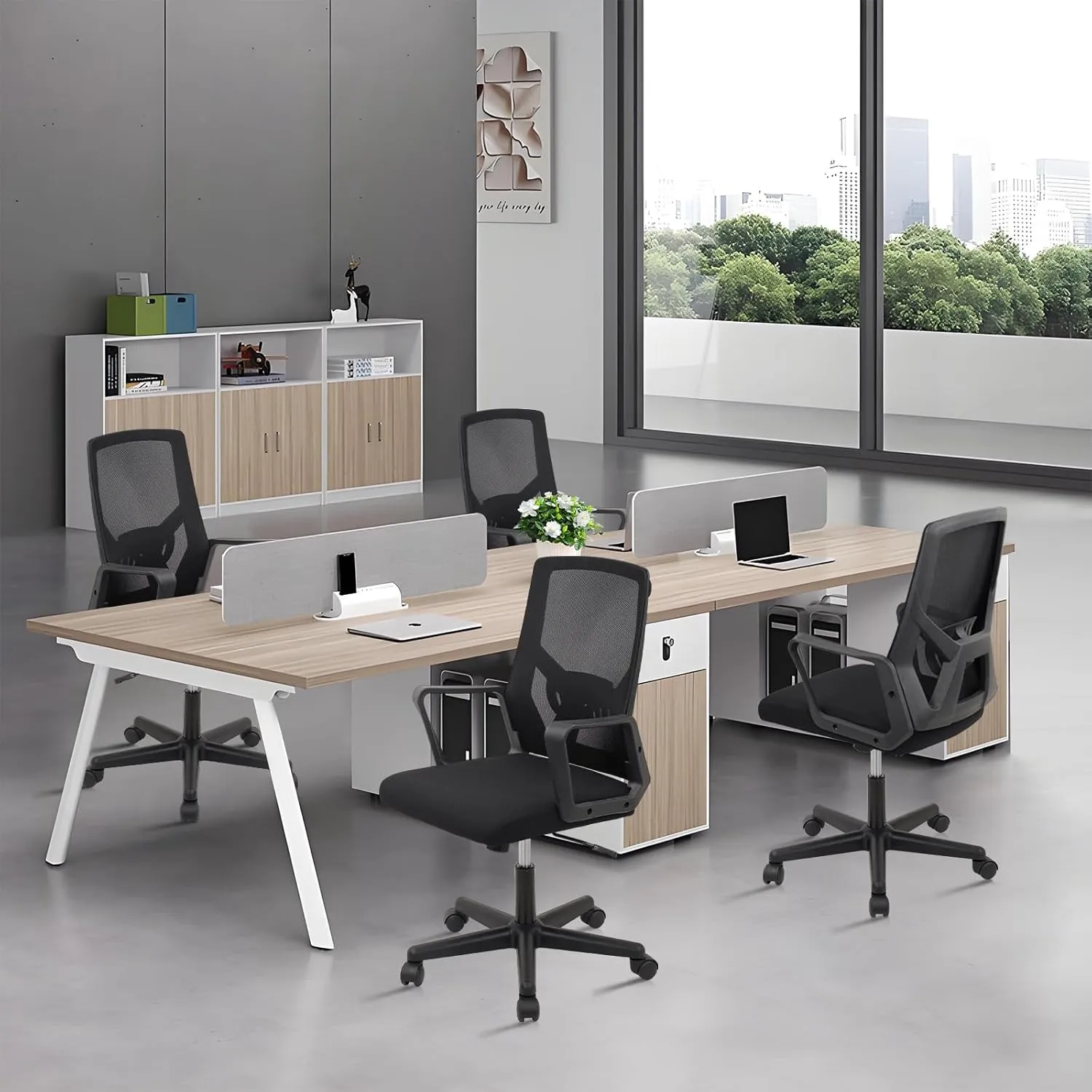 CLATINA Foldable Office Chair with Wheels, Ergonomic Mesh Office Chairs Adjustable Height, Folding Back Desk Chair for Home Office Conference Room, Space Saving, Black 1 Pack