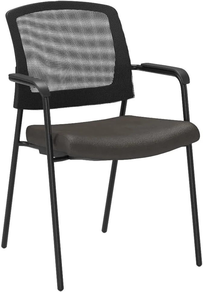 CLATINA Office Reception Guest Chair Mesh Back Stacking with Ergonomic Lumbar Support and Thickened Seat Cushion for Waiting Conference Room Black 4 Pack