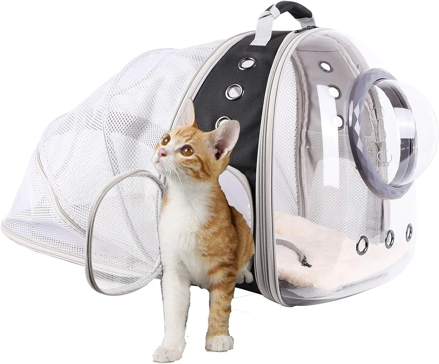 Clear Bubble Window Cat Backpack, Space Capsule Astronaut Transparent Bubble Dome Pet Carrier Backpack for Kitten Bunny Small Puppies and Animals, Vet Visit Travel Book Bag to Transparent Cat Outdoor
