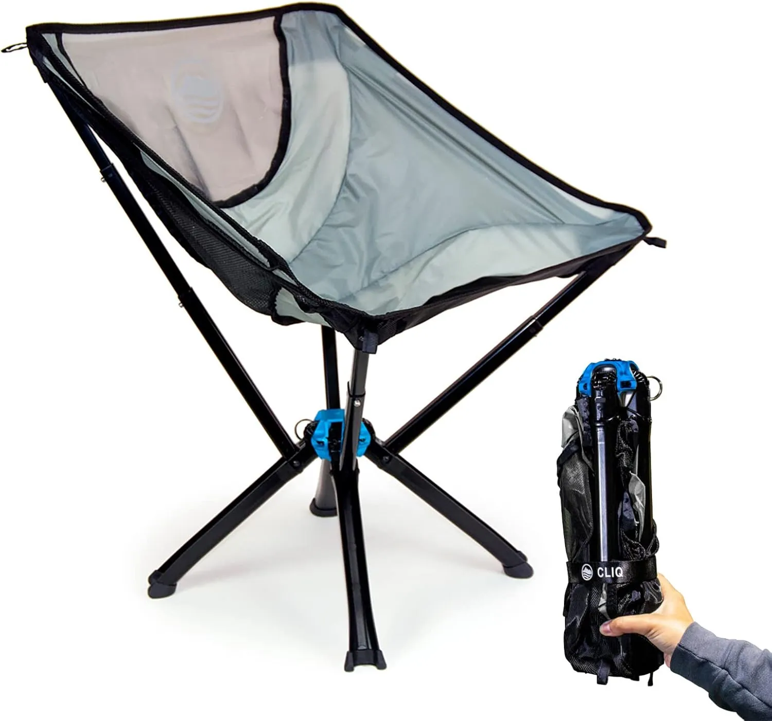 CLIQ Portable Chair Version 1.0 - Lightweight Folding Chair for Camping - Supports 300 Lbs - Perfect for Outdoor Graphite