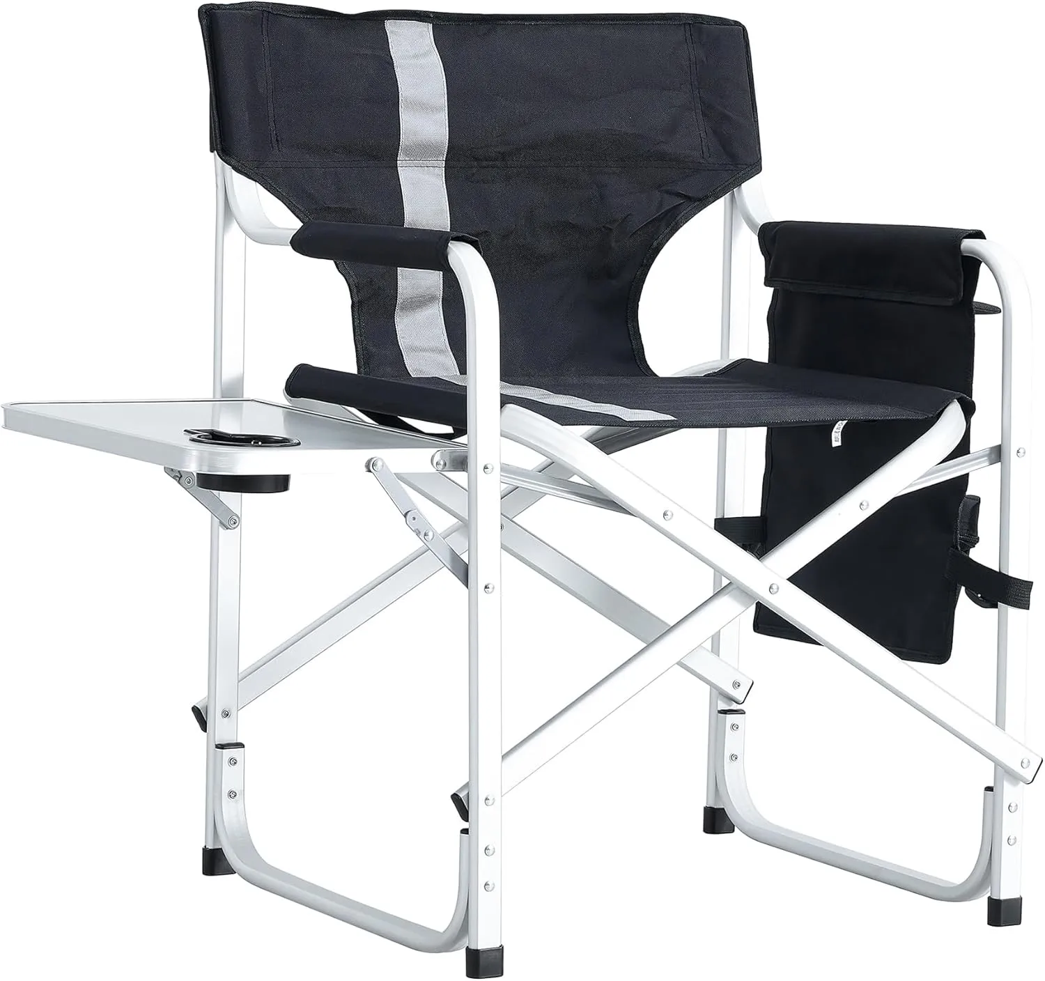 Coastrail Outdoor Camping Chair Oversized Padded Folding Quad Arm Chairs with Lumbar Back Support, Cooler Bag, Cup Holder & Side Pocket, Extra Head Pocket, Supports 400 lbs