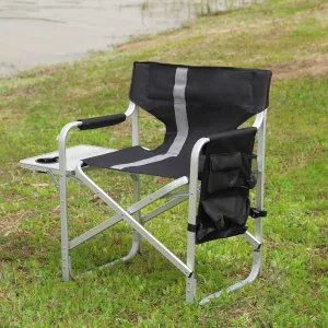 Coastrail Outdoor Camping Chair Oversized Padded Folding Quad Arm Chairs with Lumbar Back Support, Cooler Bag, Cup Holder & Side Pocket, Extra Head Pocket, Supports 400 lbs
