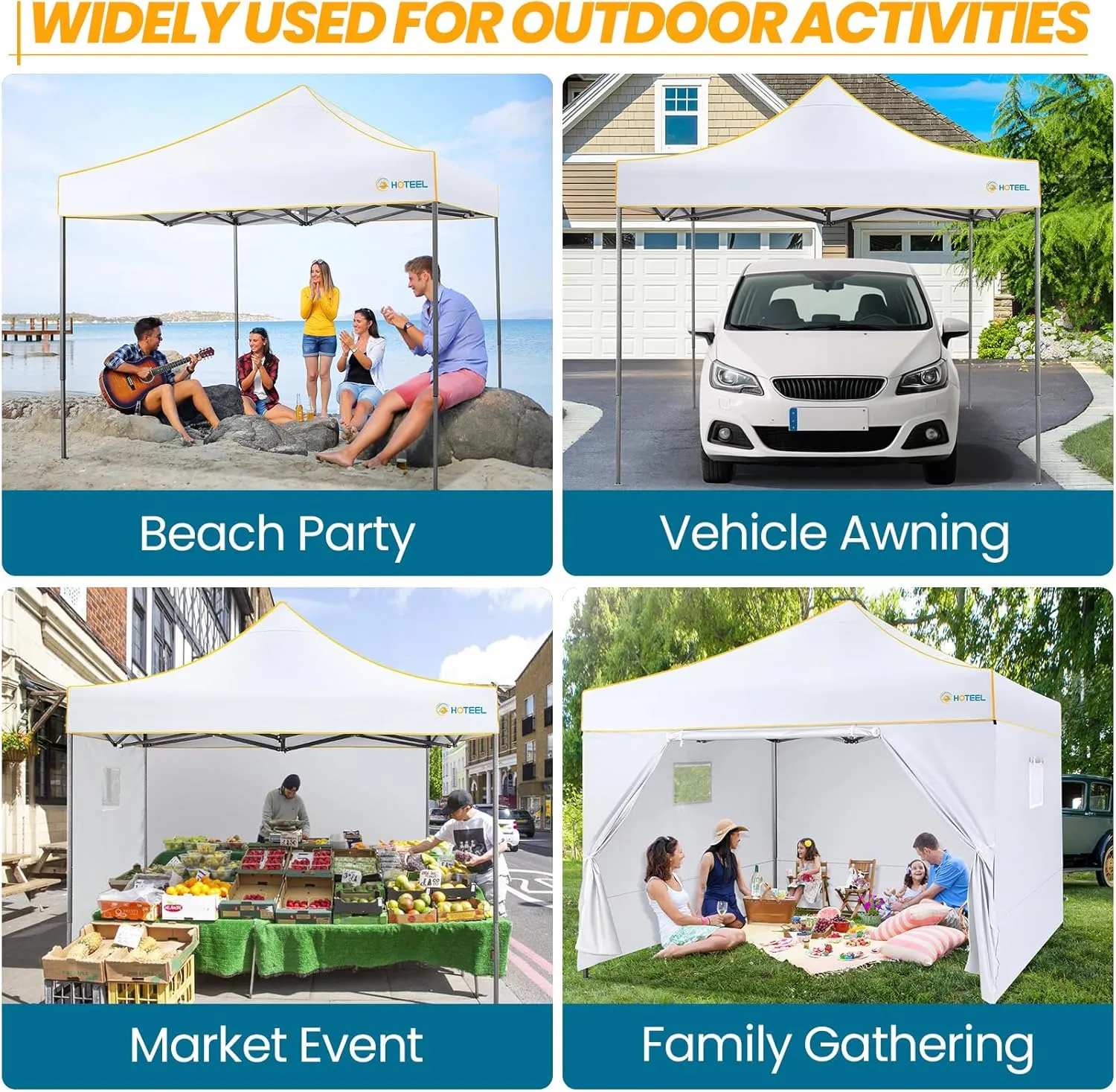 COBIZI 10x10 Heavy Duty Pop up Canopy with 4 Removable Sidewalls, Canopy Tent with Portable Bag, Ez Pop up Tent Commercial Gazebo Waterproof Sunshade for All Weather Party Camp Stall Patio