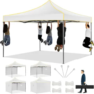 COBIZI 10x10 Heavy Duty Pop up Canopy with 4 Removable Sidewalls, Canopy Tent with Portable Bag, Ez Pop up Tent Commercial Gazebo Waterproof Sunshade for All Weather Party Camp Stall Patio