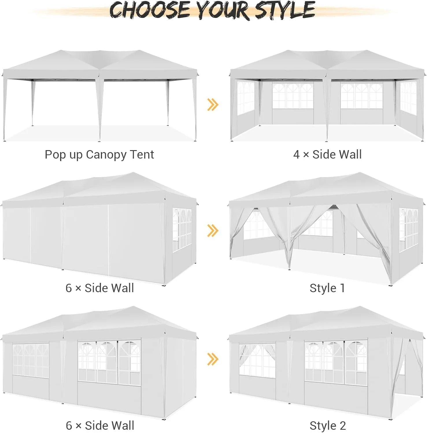COBIZI 10x20 Pop Up Canopy Tent with Removable Sidewalls Waterproof Commercial Instant Shelter Outdoor Gazebo Party Tent Protable Canopy Tents for Parties with Carry Bag (White, 10'x20')
