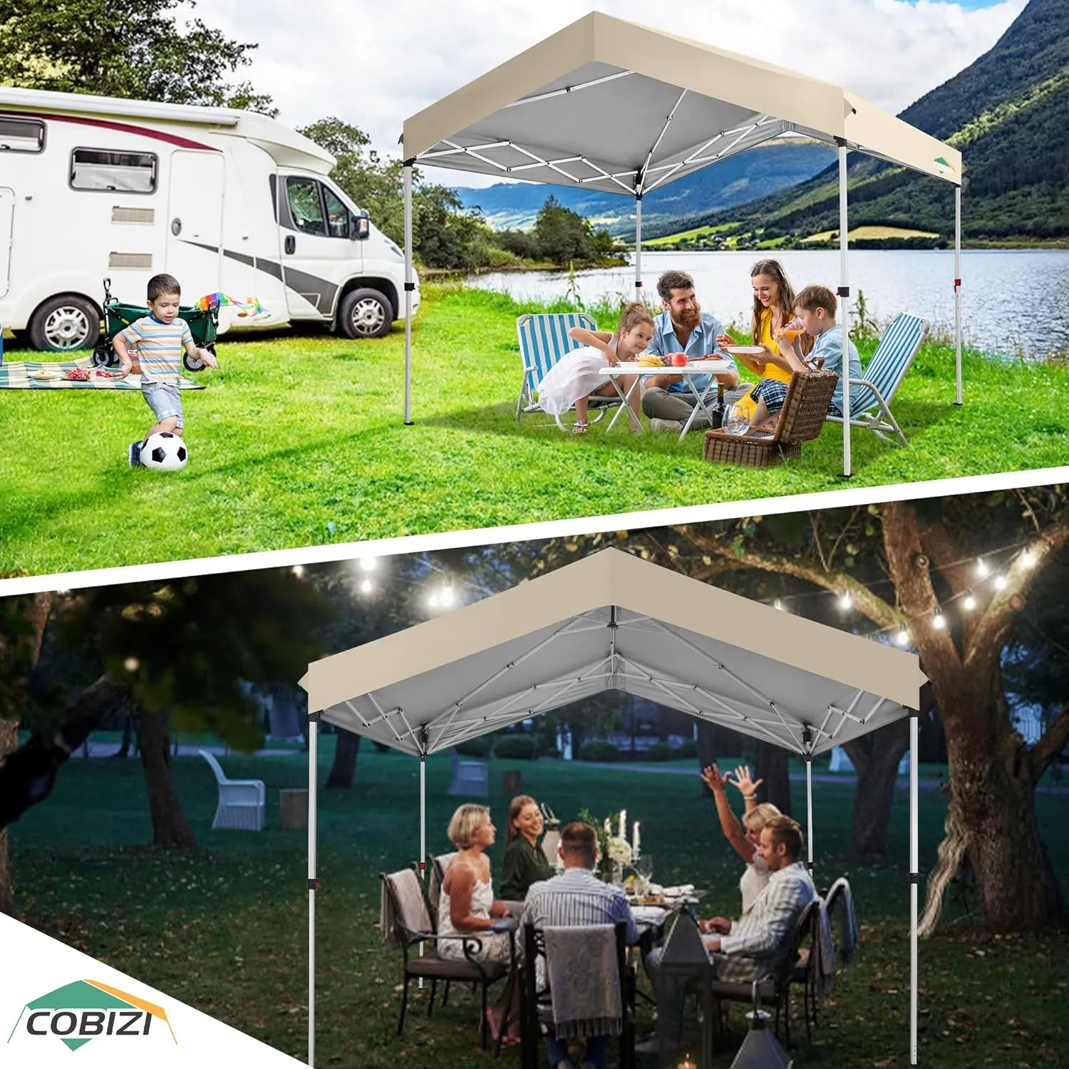 COBIZI Carport Canopy 10x10 Pop up Canopy Portable Garage with 1-Button Push Center Lock,Car Port Garage with 1 Sidewalls UV Resistant Waterproof All-Season Car Canopy Tents Shelter for Car,Truck