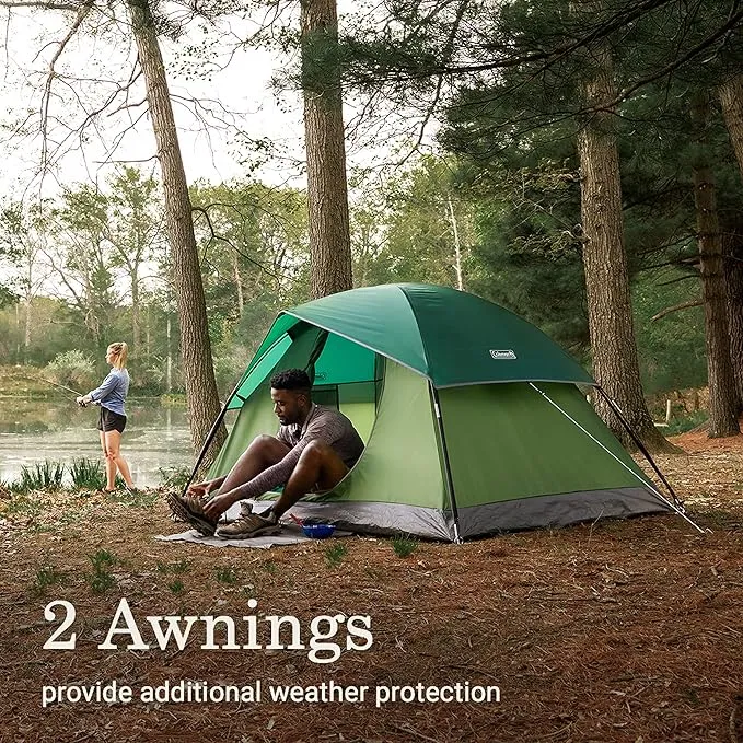 Coleman Sundome Camping Tent, 2/3/4/6 Person Dome Tent with Snag-Free Poles for Easy Setup in Under 10 Mins, Included Rainfly Blocks Wind & Rain, Tent for Camping, Festivals, Backyard, Sleepovers