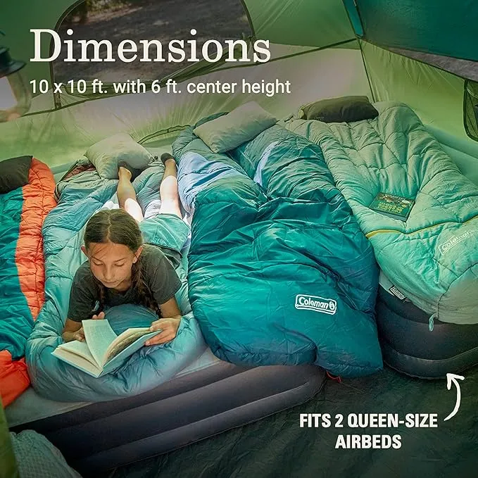 Coleman Sundome Camping Tent, 2/3/4/6 Person Dome Tent with Snag-Free Poles for Easy Setup in Under 10 Mins, Included Rainfly Blocks Wind & Rain, Tent for Camping, Festivals, Backyard, Sleepovers