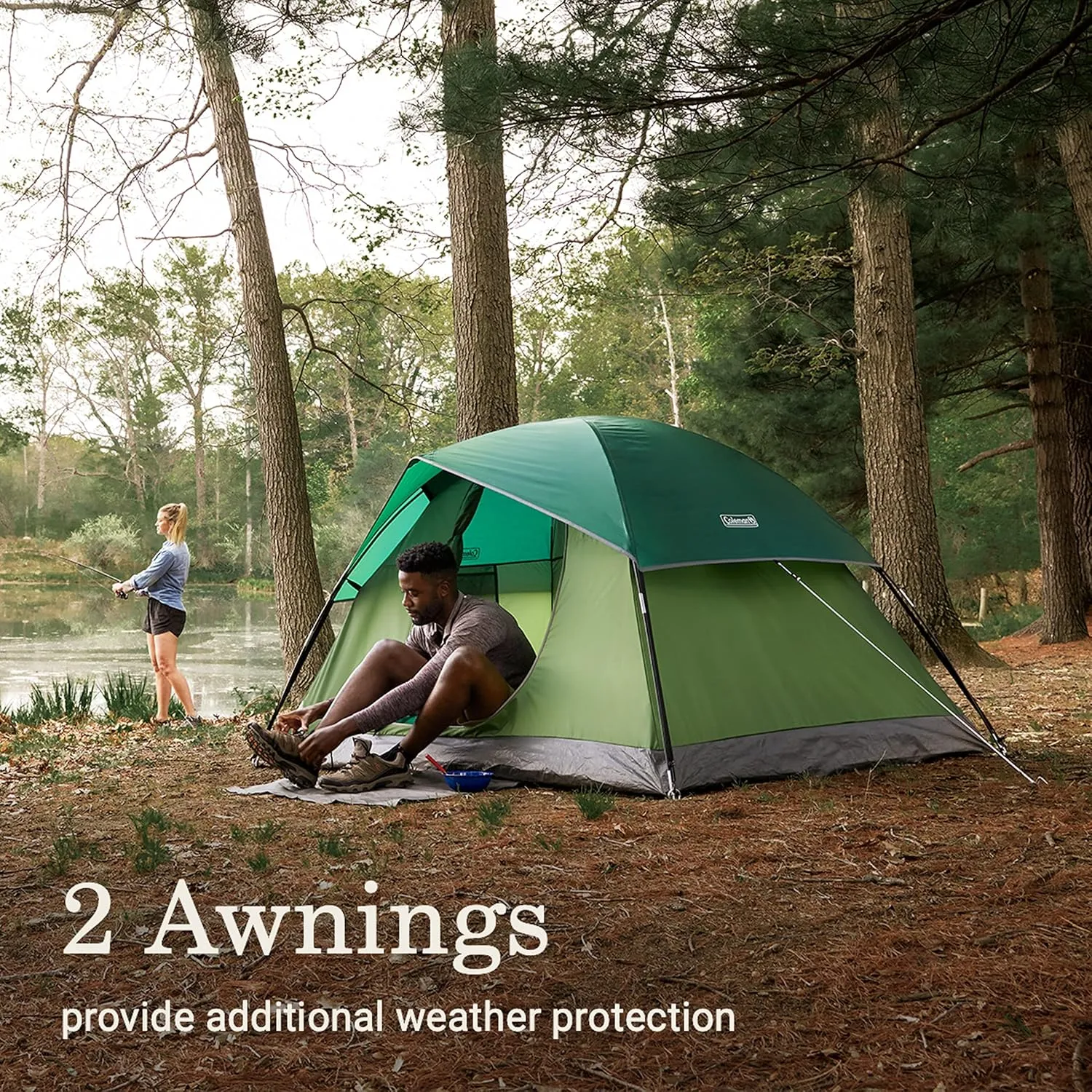 Coleman Sundome Camping Tent with Rainfly, 2/3/4/6 Person Tent Sets Up in 10 Mins, Weatherproof Shelter for Camping, Festivals, Backyard, Sleepovers, & More