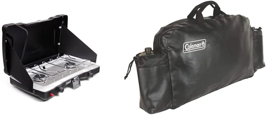 Coleman Triton —2 Burner Propane Gas Camping Stove & Stove Carry Case, Black, 28" x 16" x 4"