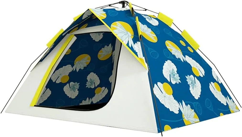 Color Camping Dome Tent 3-4 Person, Rainproof Sunscreen Portable Automatic Instant Pop-up Tent Four Seasons for Picnic Outdoor Activities