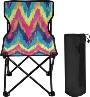 Colorful Stripes Portable Outdoor Folding Chair Anti-Slip Padded Oxford Cloth Stool Camping Chair Small for Beach Hiking Fishing Gardening Quad Camp Chair