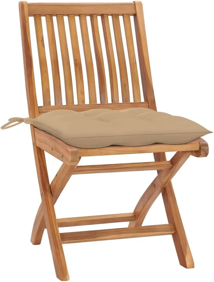 Comfortable Chair Camping Chairs Patio Chairs Kitchen Chairs - Folding Patio Chairs with Cushions 8 pcs Solid Teak Wood for Outside Terrace Beaches Campsites