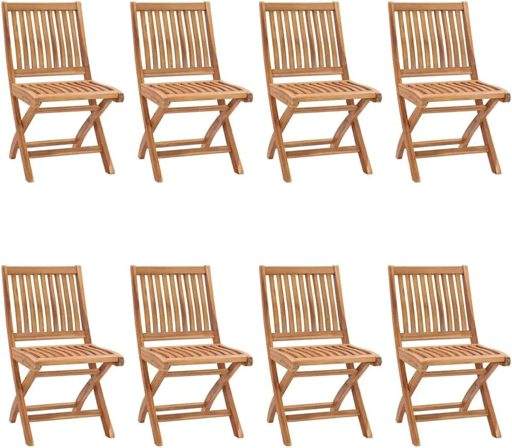 Comfortable Chair Camping Chairs Patio Chairs Kitchen Chairs - Folding Patio Chairs with Cushions 8 pcs Solid Teak Wood for Outside Terrace Beaches Campsites