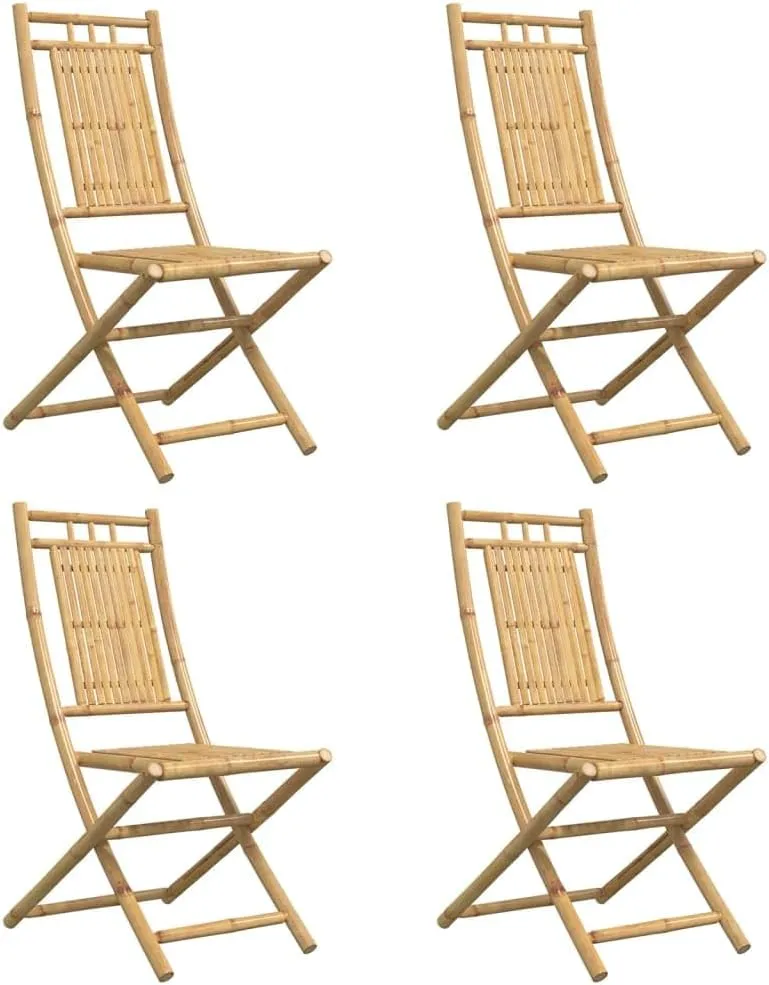 Comfortable Chair Dining Chairs Lawn Chairs Kitchen Chairs - Folding Patio Chairs 4 pcs 18.1"x26"x39" Bamboo for Campsites Garden Outside Terrace