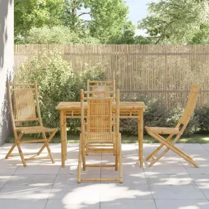 Comfortable Chair Dining Chairs Lawn Chairs Kitchen Chairs - Folding Patio Chairs 4 pcs 18.1"x26"x39" Bamboo for Campsites Garden Outside Terrace