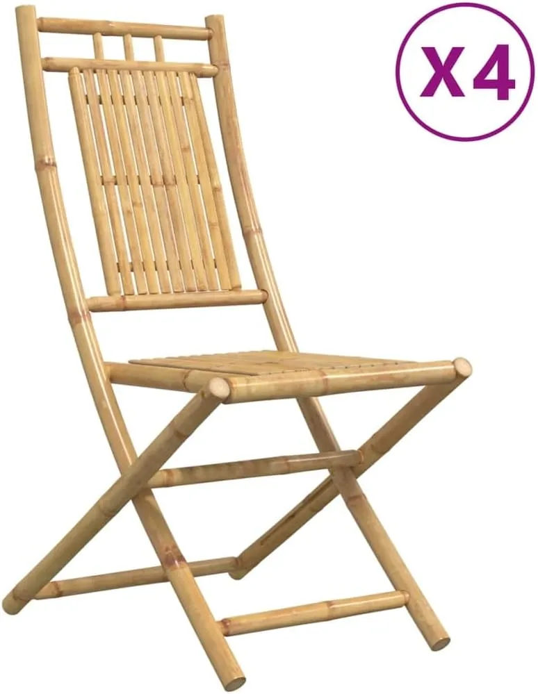 Comfortable Chair Dining Chairs Lawn Chairs Kitchen Chairs - Folding Patio Chairs 4 pcs 18.1"x26"x39" Bamboo for Campsites Garden Outside Terrace