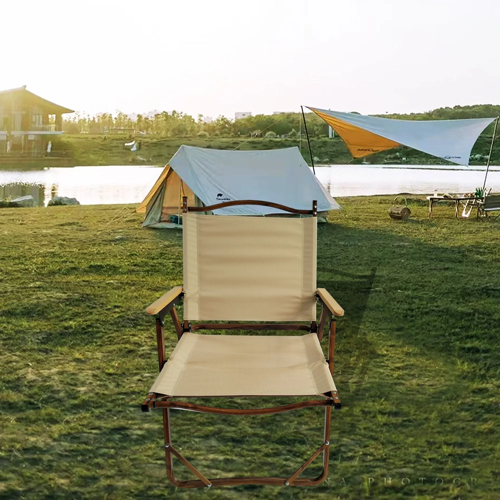 Comfy - Foldable And Portable Chair With Armrests, Indoor And Outdoor Universal (Set of 4) - Brown by Couch.com