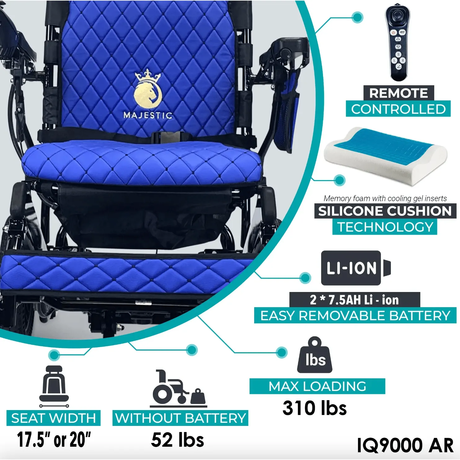 ComfyGo Majestic IQ-9000 Auto-Recline Folding Electric Wheelchair