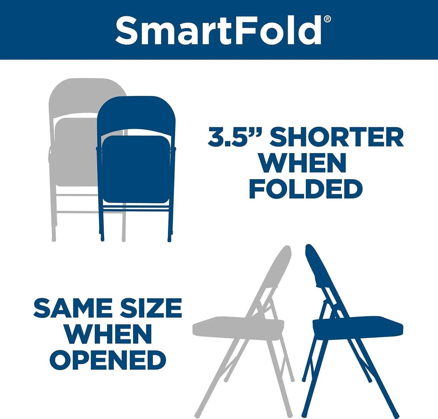 COSCO SmartFold Vinyl Folding Chair, 4-Pack, Grey