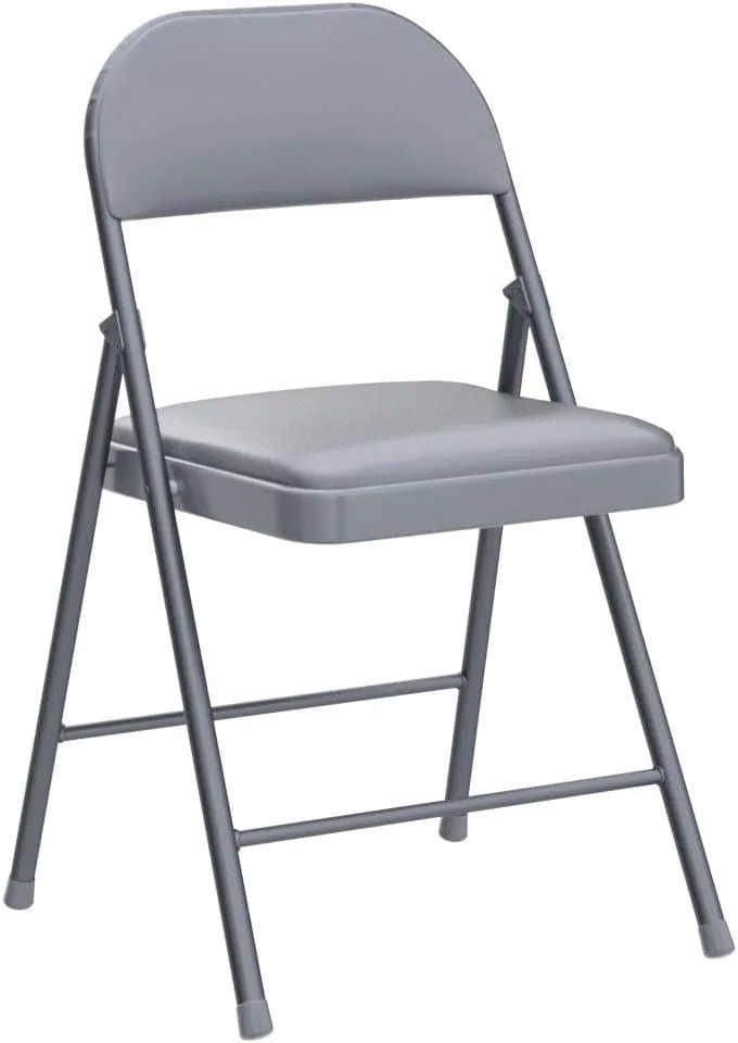 COSCO SmartFold Vinyl Folding Chair, 4-Pack, Grey