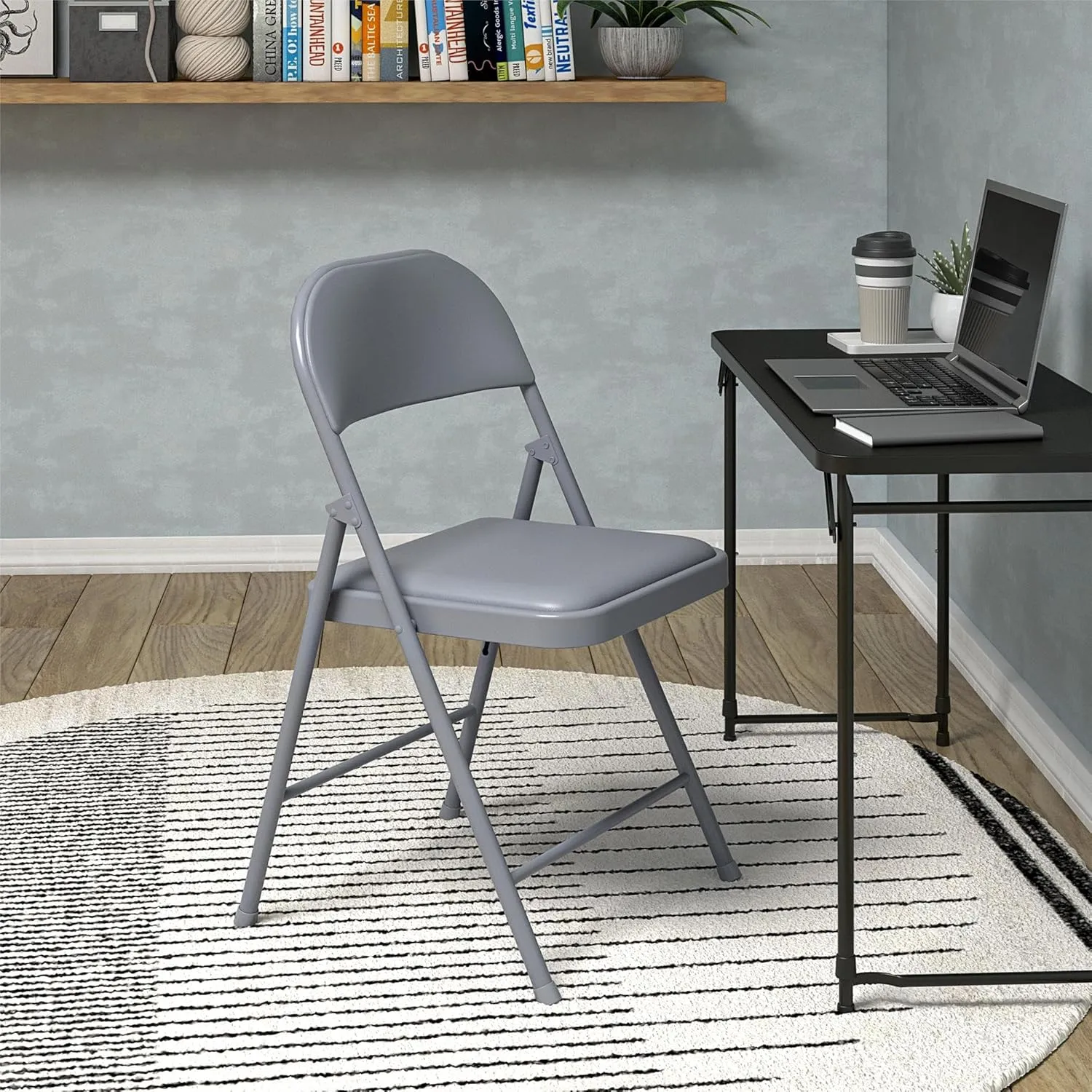 COSCO SmartFold Vinyl Folding Chair, 4-Pack, Grey