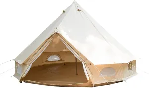 Cotton Canvas Bell Tent, 20ft Waterproof, 4 Season Luxury Family Camping Tent, 12 Person, Great for Glamping, Camping, Hiking, Fishing, Hunting