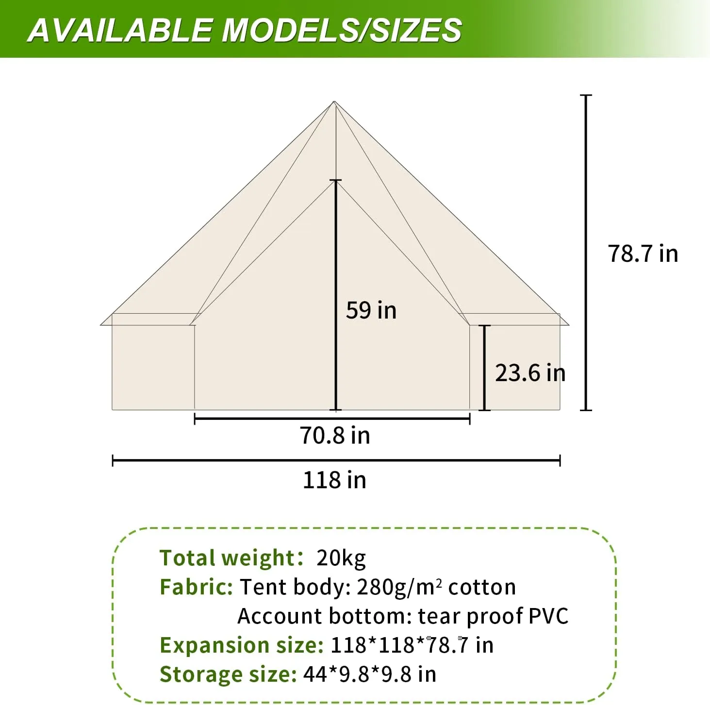 Cotton Canvas Bell Tent, Luxury Glamping Tent, Yurt Tents for All Year Living, Waterproof Bell Tent for 4/8/10/12 Person Family Camping Outdoor Hunting Christmas Party in 4 Seasons
