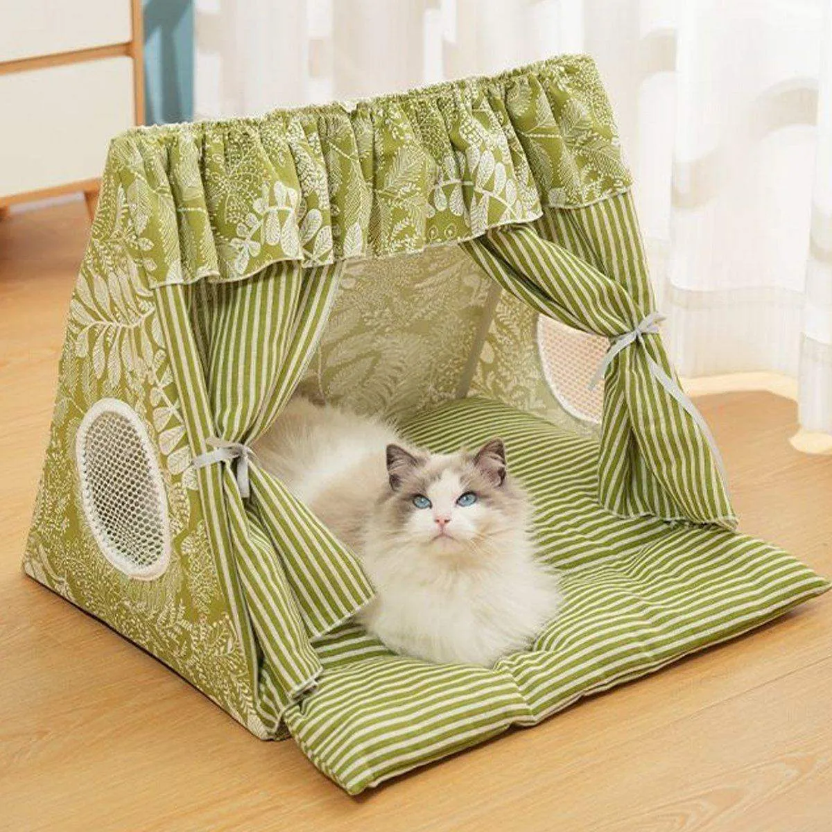 Cozy Semi-Closed Cat Tent Comfortable & Private Pet Bed for Cats and Dogs