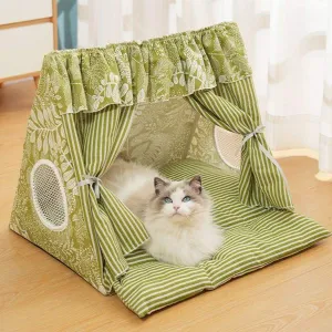 Cozy Semi-Closed Cat Tent Comfortable & Private Pet Bed for Cats and Dogs