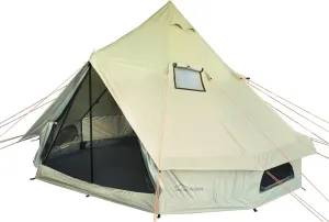 DANCHEL OUTDOOR B2A Large Camping Yurt Tent No Center Pole, Portable Waterproof 4 Season Glamping Bell Tent with Stove Jack 4/8 Person Family Yurts House Living 300D Oxford Nylon, 13ft/16.4ft Khaki