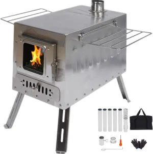 DANCHEL OUTDOOR CS6 Portable Large Tent Stoves Wood Burning 1665 Cubic Inch Firebox, Hot Tent Stove Camping 304 Stainless Steel for Fishing/Hunting/Family Tents