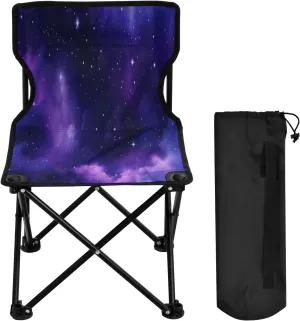 Dark Starry Sky Portable Outdoor Folding Chair Anti-Slip Padded Oxford Cloth Stool Camping Chair Small for Beach Hiking Fishing Gardening Quad Camp Chair