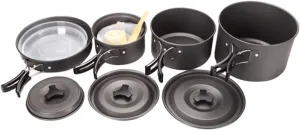 DECHOUS 1 Set Portable Outdoor Cookware for People Non Stick Oxide Picnic Cooking Utensils with Insulated Handles Collapsible Design for for Camping and Hiking