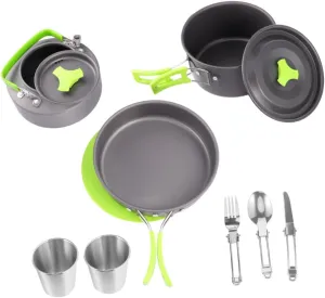 DECHOUS 1Set Portable Camping Cookware for People Includes Teapot Lightweight Outdoor Cooking Kit for Hiking Backpacking and Picnics