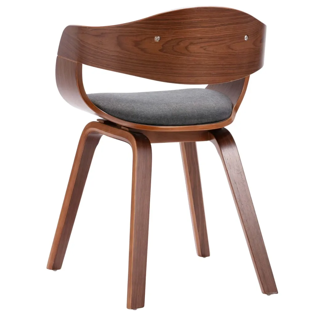 Dining Chairs Kitchen Chair with Armrests Bent Wood and Gray Fabric