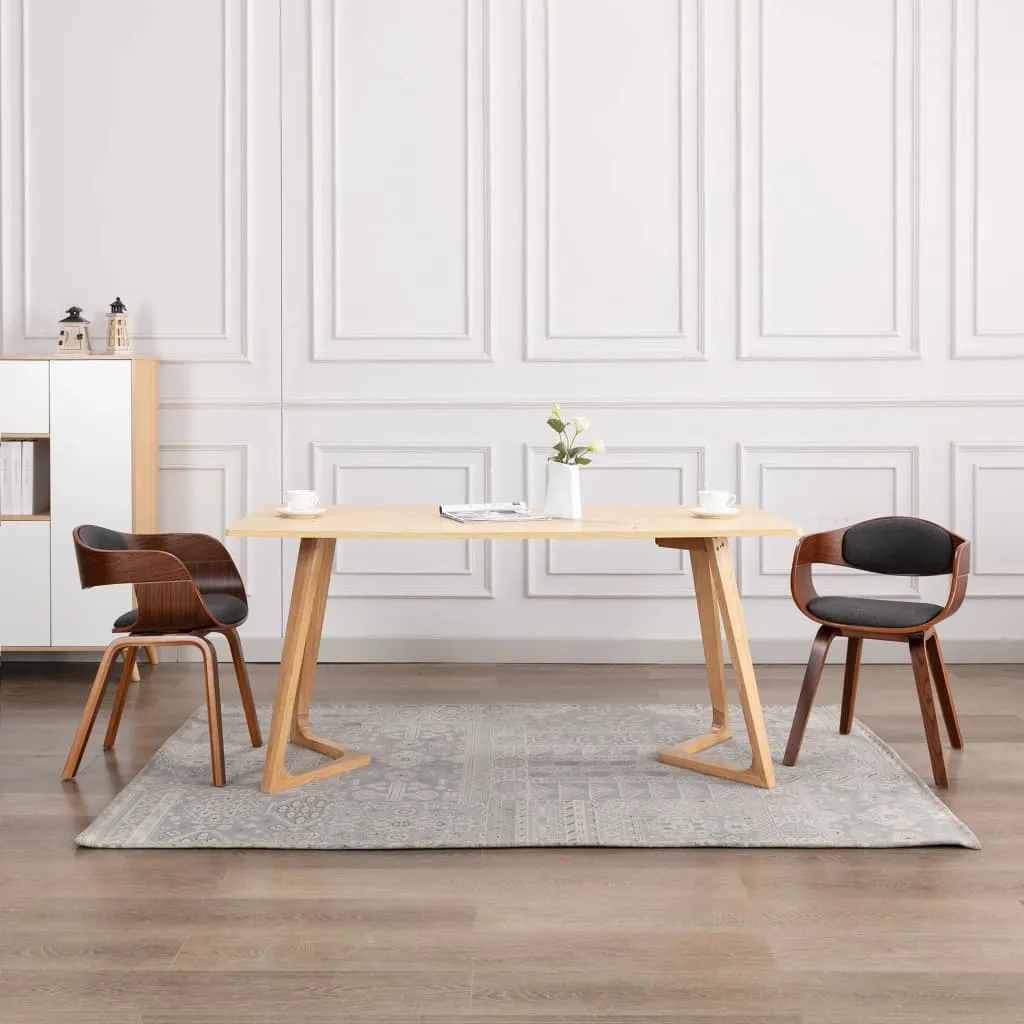 Dining Chairs Kitchen Chair with Armrests Bent Wood and Gray Fabric