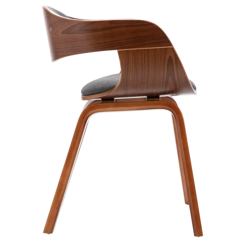 Dining Chairs Kitchen Chair with Armrests Bent Wood and Gray Fabric
