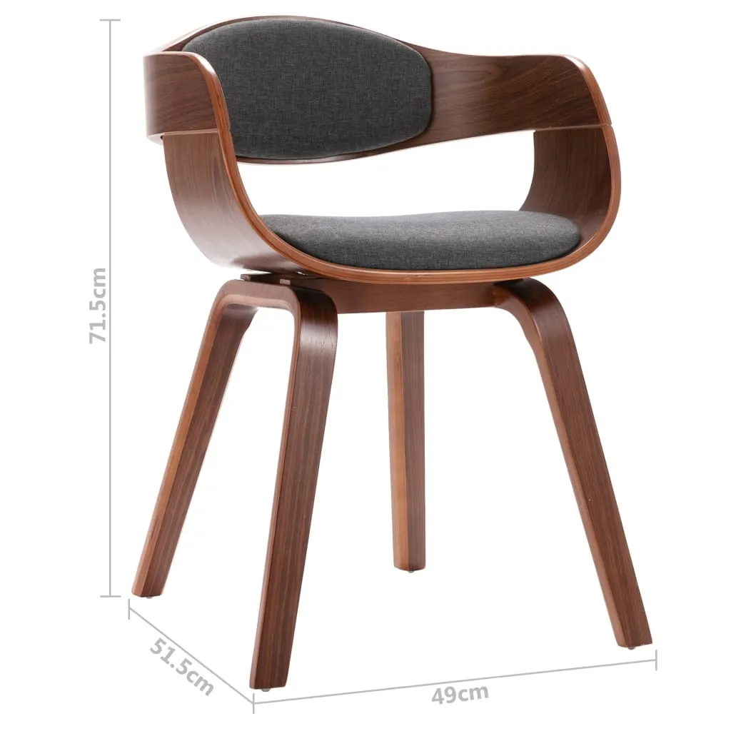 Dining Chairs Kitchen Chair with Armrests Bent Wood and Gray Fabric