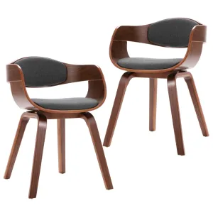 Dining Chairs Kitchen Chair with Armrests Bent Wood and Gray Fabric
