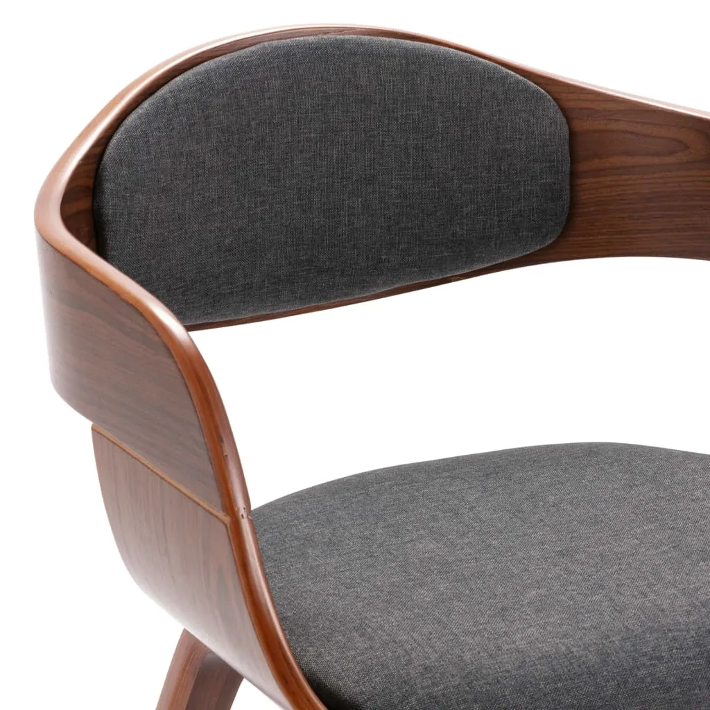 Dining Chairs Kitchen Chair with Armrests Bent Wood and Gray Fabric