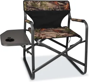 Directors Camping Chairs-Lightweight Folding Lawn Chairs with Side Table-Outdoor Foldable Camp Chair for Hunting Fishing Travel-Camouflage,Heavy Duty Support 300lbs