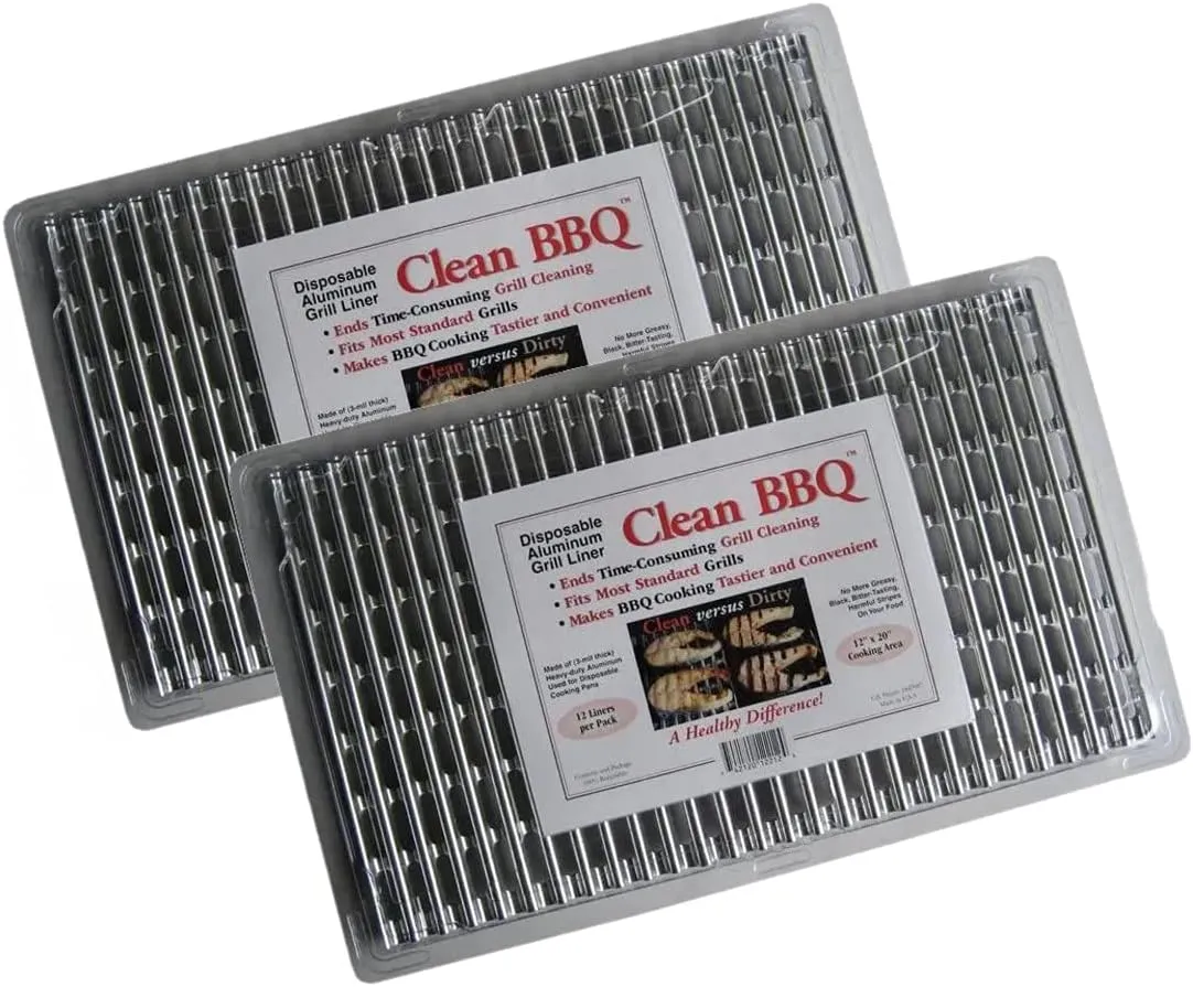 Disposable Aluminum Grill Liners Set of 24 Sheets of Grill Toppers