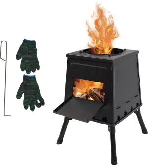 DIYTuning Outdoor Portable Folding Heating, Firewood Stove, Camping Tent Stove, Stainless Steel Picnic, Barbecue Stove, Reinforced, Thickened