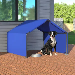 Dog Shade Shelter, Outdoor Dog Tent for Large & Medium Dogs, 4'x4'x3' Waterproof Pet Shelter with Sun Rain Canopy & Ground Nails, Sturdy Shade House for Cats, Pigs, Livestock, Blue