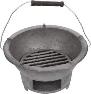 DOITOOL Cast Iron Charcoal Hibachi Grill, Portable Charcoal Grill for Outdoor Camping Barbecue Cooking (Top Diameter: 8.26inches)