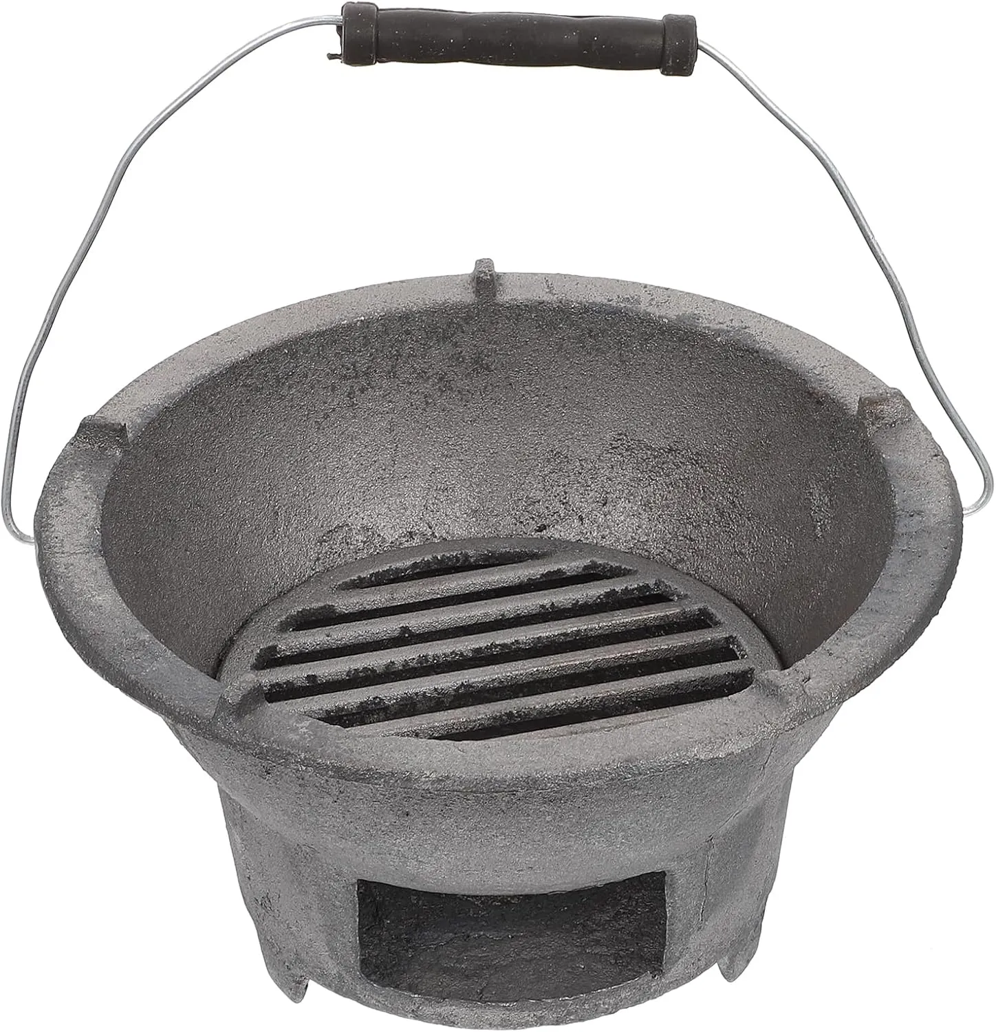 DOITOOL Cast Iron Charcoal Hibachi Grill, Portable Charcoal Grill for Outdoor Camping Barbecue Cooking (Top Diameter: 8.26inches)