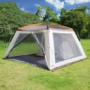 Dome Camping-Tents Portable Waterproof Tents Ventilated Mesh Windows Windproof Family Tent for Camping Hiking Outdoor Activities White