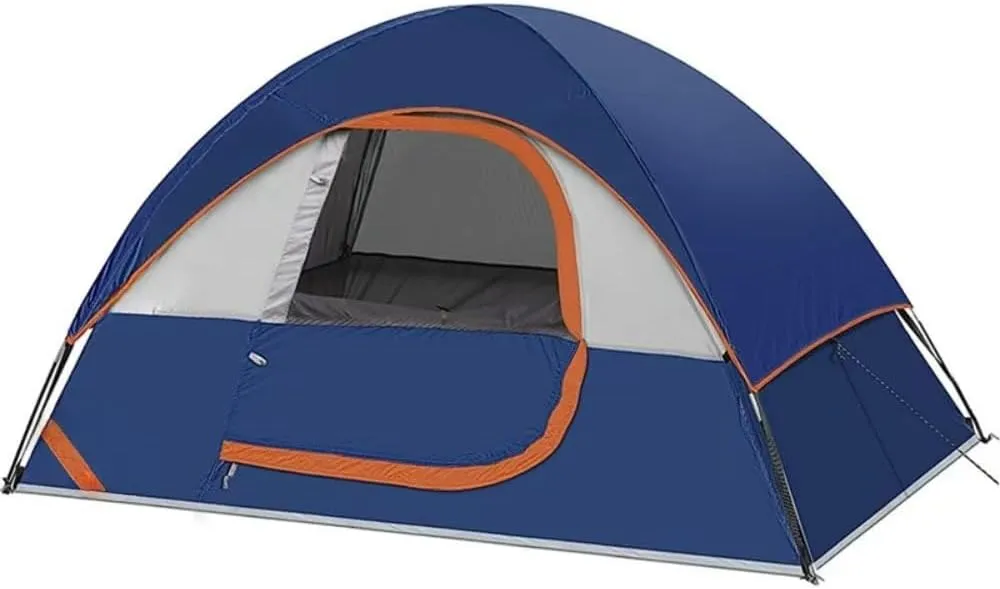 Double-Layer Foldable Outdoor Mountaineering Hiking Camping Double Tent, 2 People Easily Set up Portable Outdoor Family Tent