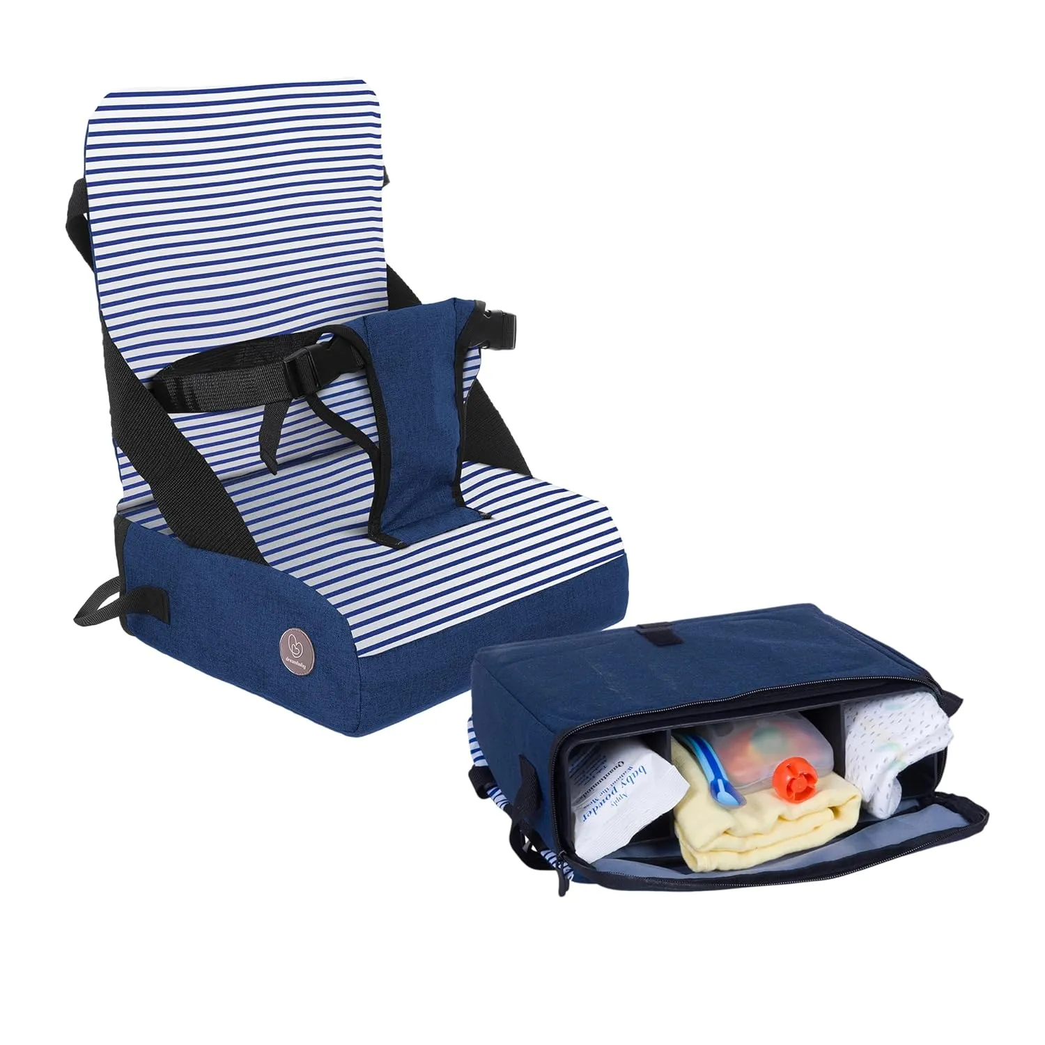 Dreambaby Grab ‘N Go Travel Booster Seat – Portable Toddler High Chair for Dining (6M-5Y) with Storage & Shoulder Strap